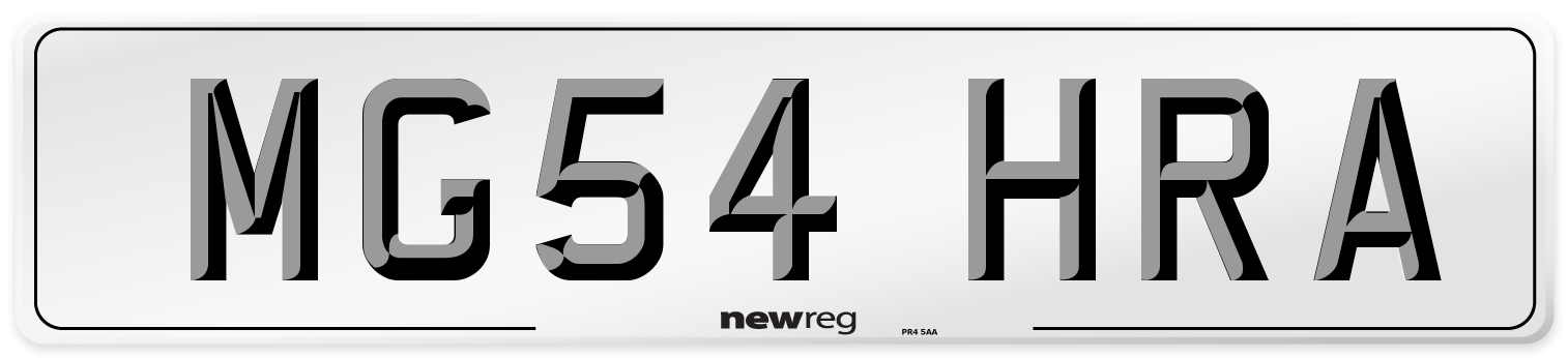 MG54 HRA Number Plate from New Reg